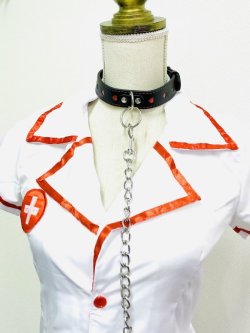 画像2: リード付首輪　チョーカー　(レッドステッチ)